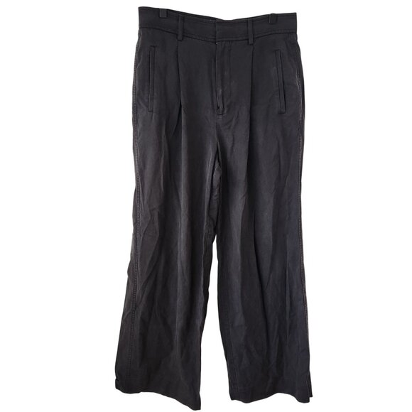 Everlane The Way High Drape Black Grey Wide Leg Trousers Pants Women's 8S - Picture 2 of 7